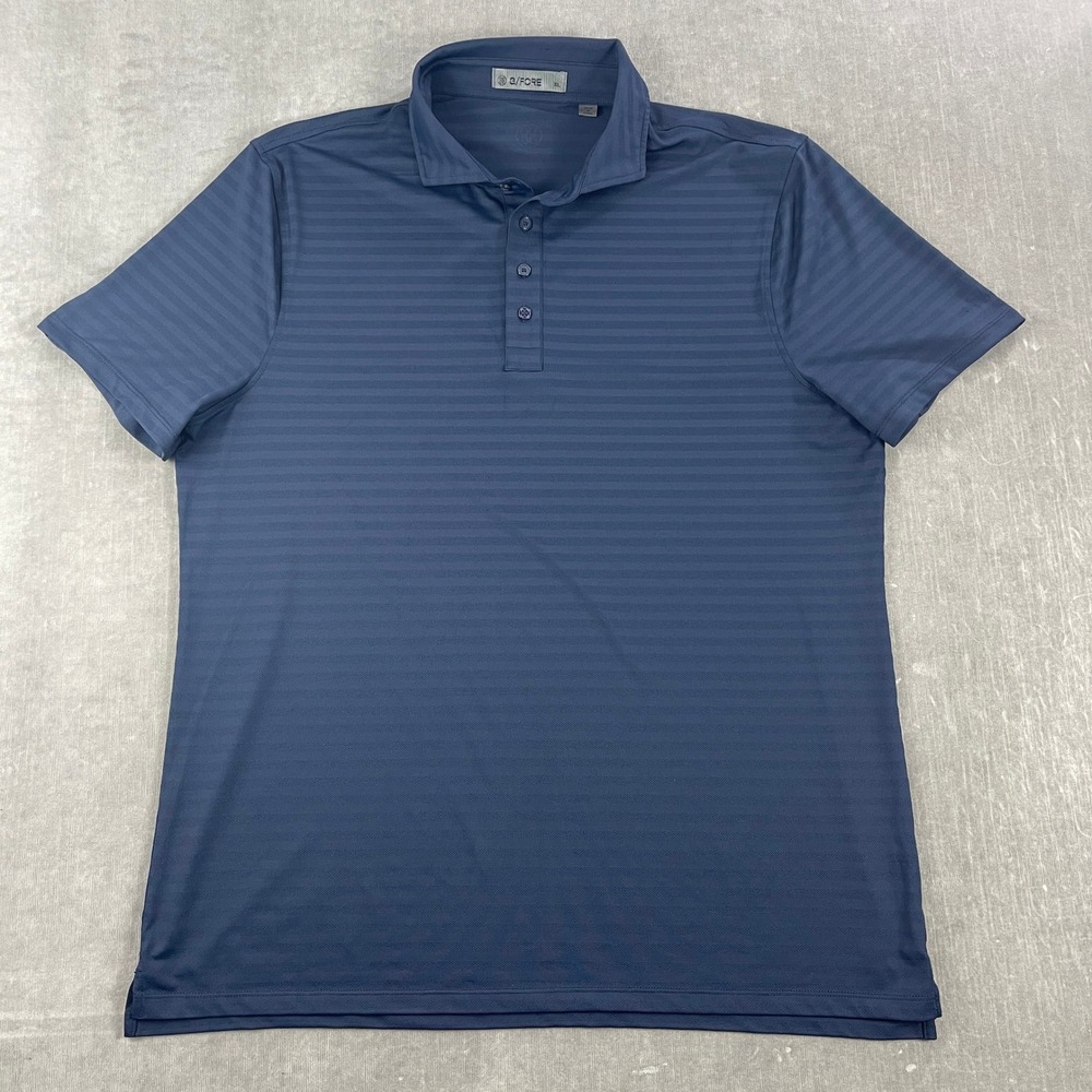G/FORE Mens XL Blue Golf Polo Shirt Striped Short Sleeve Performance